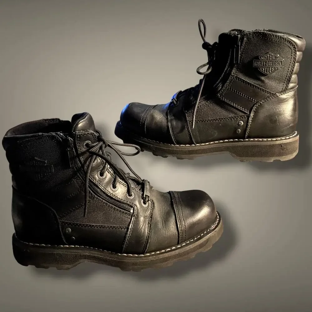 Men's Size 10.5 HARLEY-DAVIDSON Bonham Black Leather Motorcycle Boots EUC